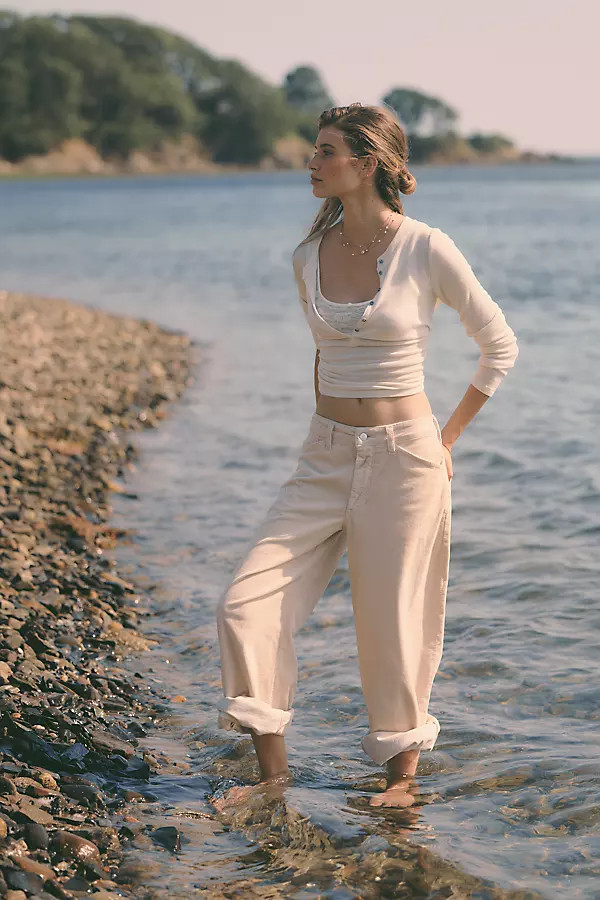 Kayden Corduroy High Rise Barrel Leg Leg Jeans | Anthropologie (US)