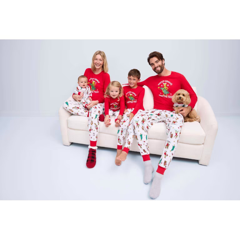 Dr. Seuss Grinch Women's Matching Family Pajamas Top and Pants Set, 2-Piece, Sizes S-3X | Walmart (US)