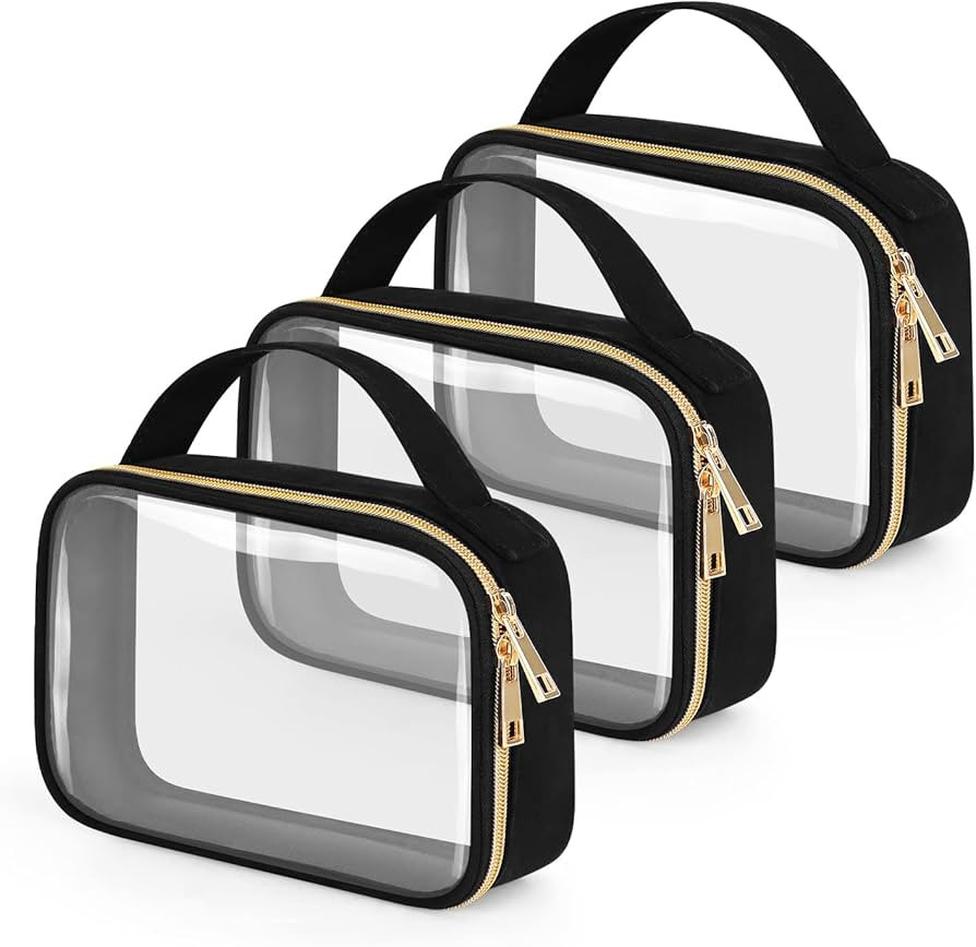 Wedama TSA Approved Toiletry Bag, 3 Pack Clear Makeup Bags with Handles, Quart Size Clear Toiletr... | Amazon (US)