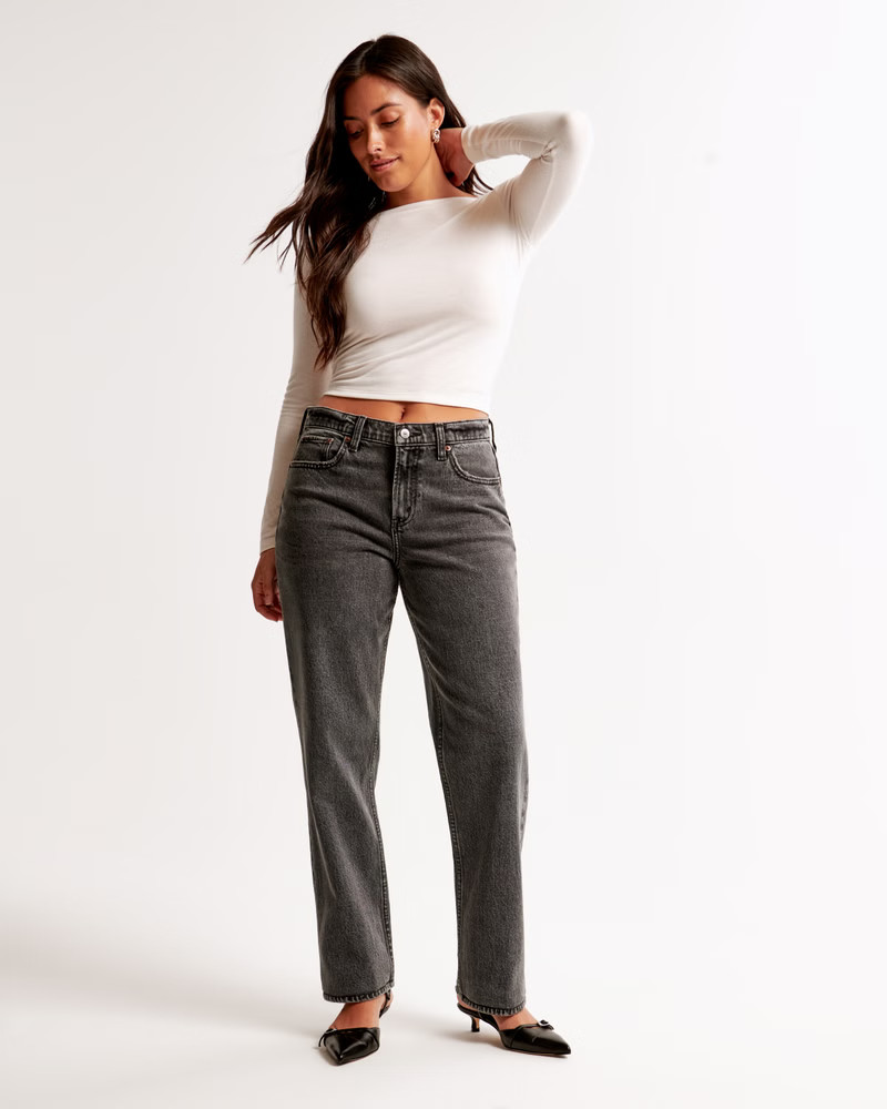Women's Curve Love Mid Rise 90s Straight Jean | Women's Bottoms | Abercrombie.com | Abercrombie & Fitch (US)