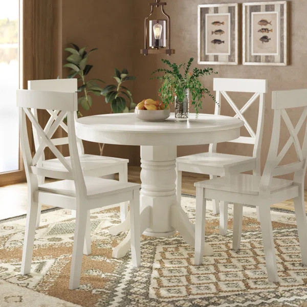 Standridge 5 - Piece Solid Wood Pedestal Dining Set | Wayfair North America