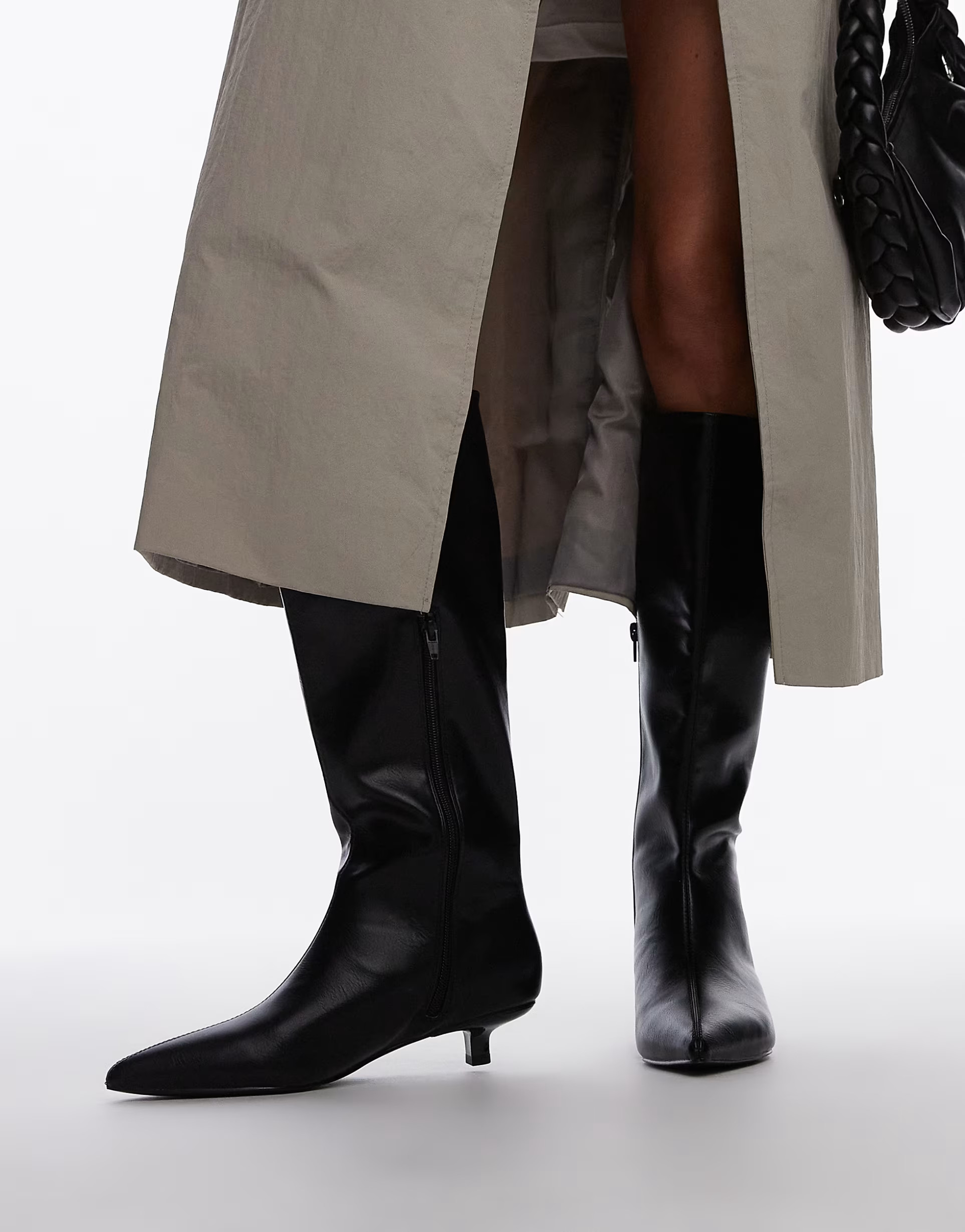 Topshop Stevie mid heel pointed toe knee high boots in black | ASOS | ASOS (Global)