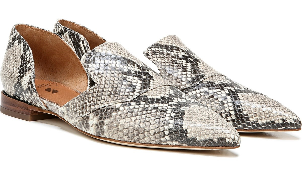 FrancoSarto.com | Sarto Toby D'Orsay Flat in Taupe Snake Leather | Franco Sarto