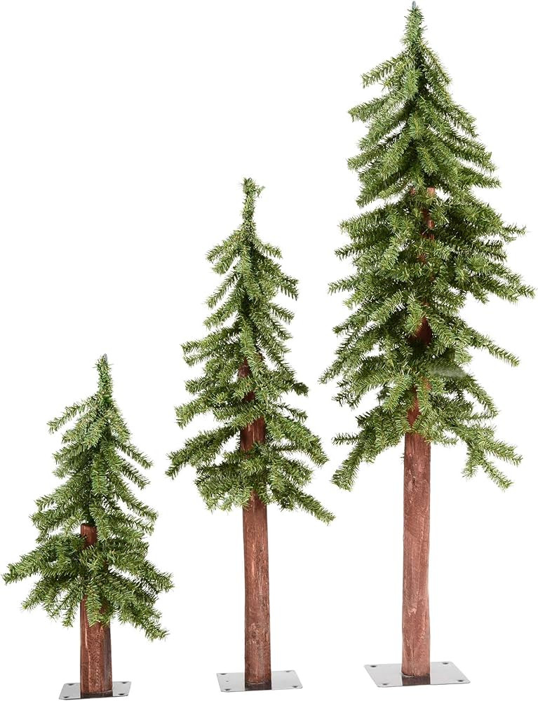 Vickerman 2' 3' 4' Natural Alpine Artificial Christmas Tree Set, Unlit - Christmas Tree Set | Amazon (US)