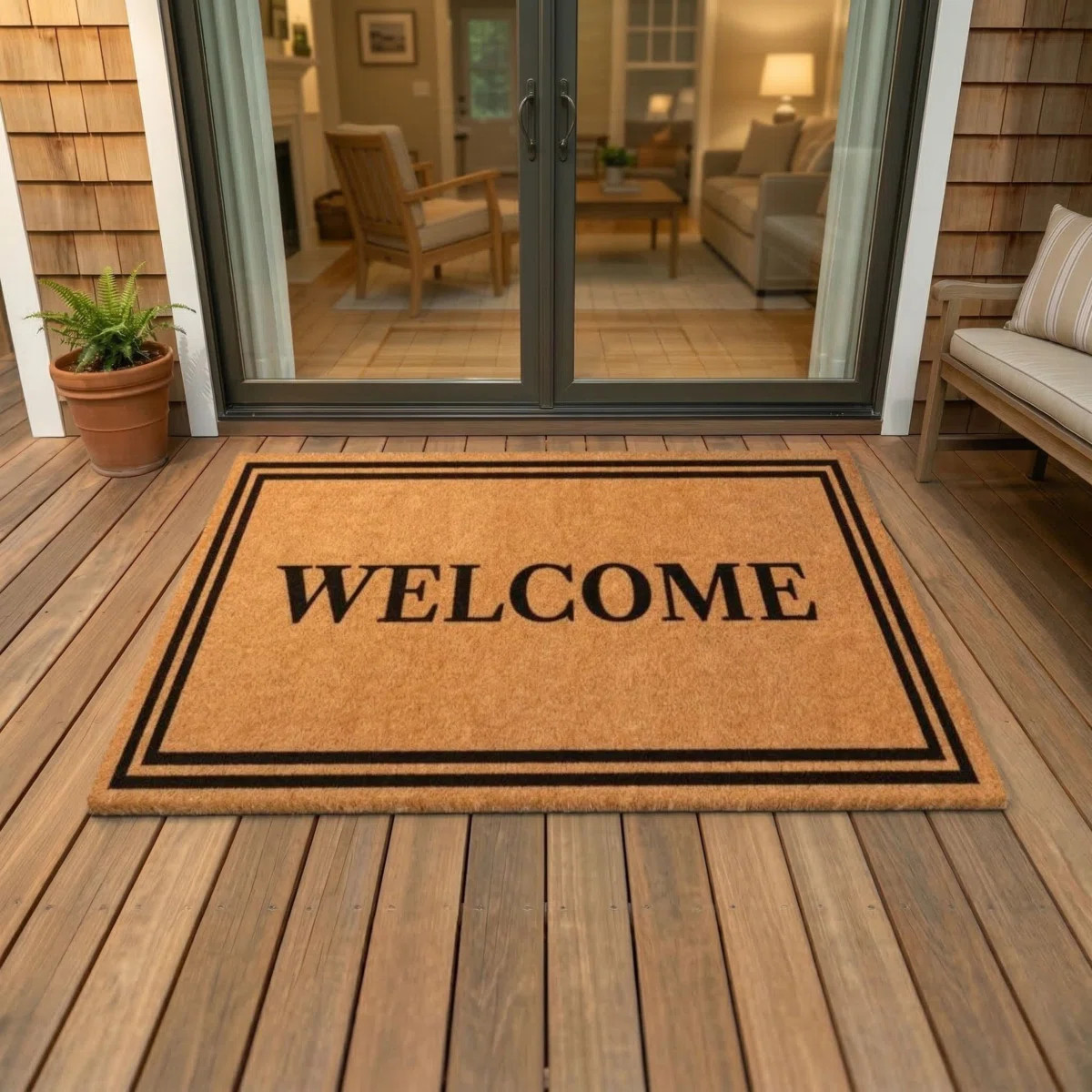 Bordered Non-Slip Coir Indoor/Outdoor Welcome Doormat | Wayfair North America