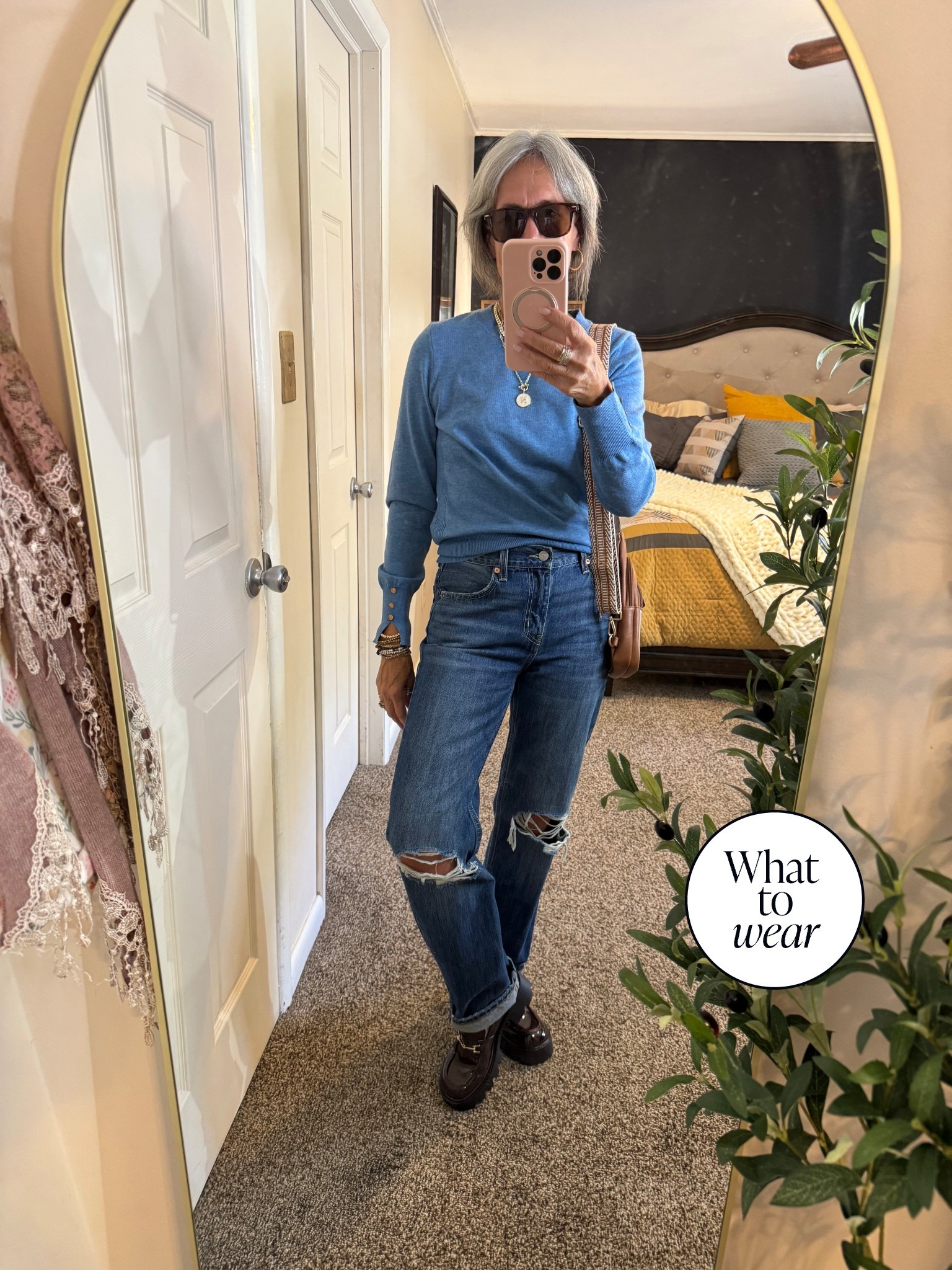It’s September and cozy chic is calling my name!  This soft blue lightweight sweater has the cutest cutouts and buttons on the cuffs. It pairs perfectly with these Levi’s and loafers. I am ready for all the fun fall festivities  

#LTKSeasonal #LTKOver40 #LTKStyleTip