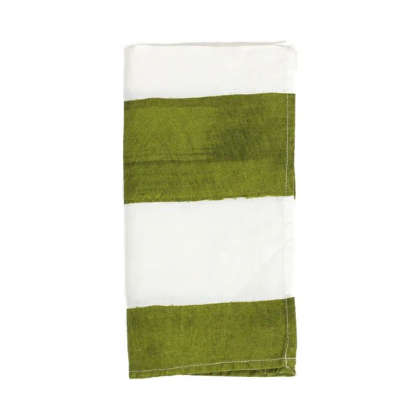 Stripe Linen Napkins, Green | The Avenue