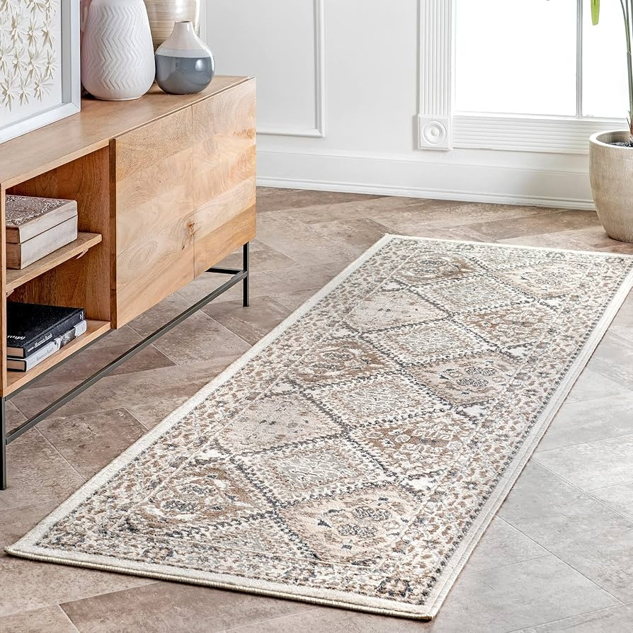 nuLOOM Becca Traditional Tiled Runner Rug, 2' 6" x 6', Beige | Amazon (US)