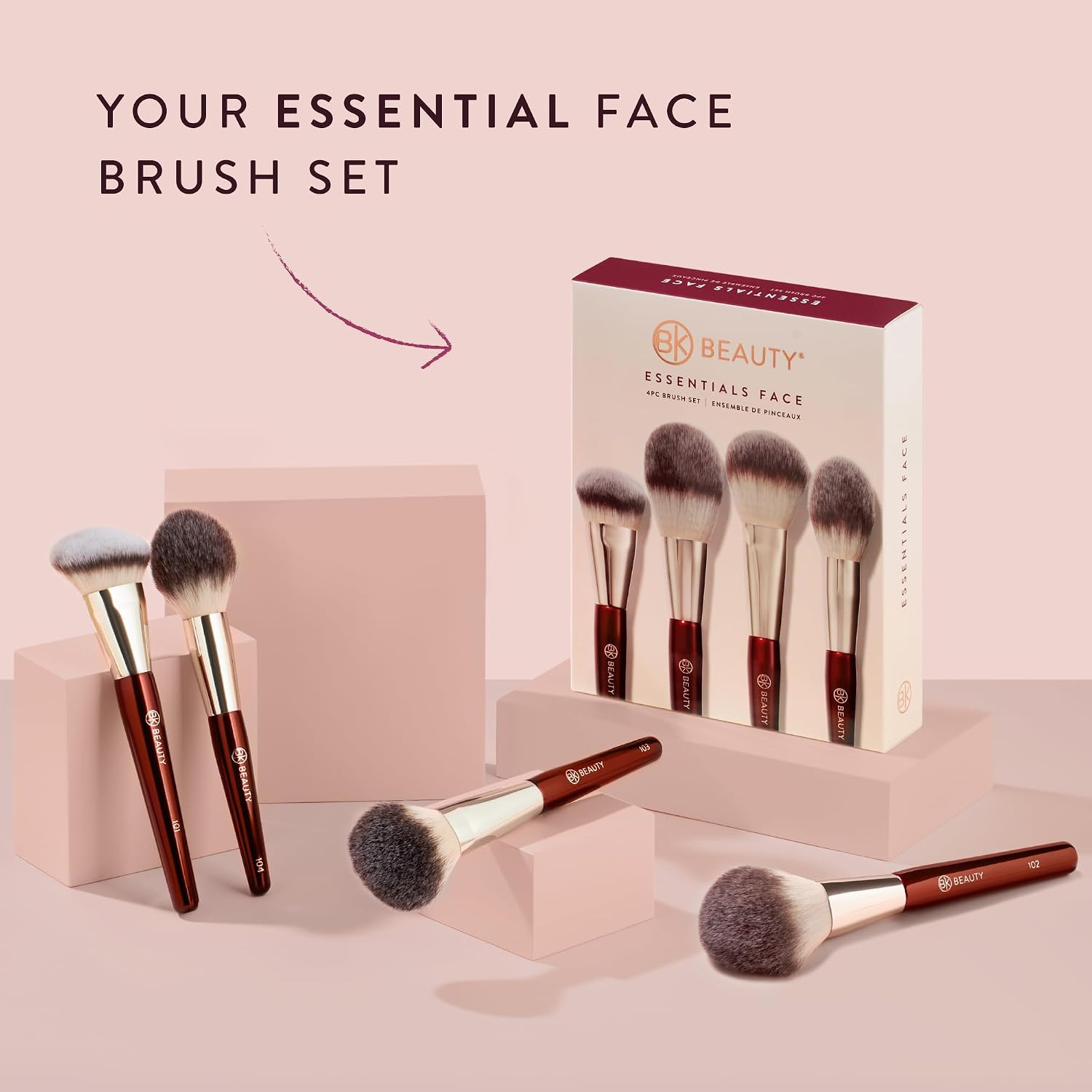 BK BEAUTY Essentials Face Brush Set (4PC), 100% Cruelty-free, Vegan, Softest Makeup Brush Set wit... | Amazon (US)