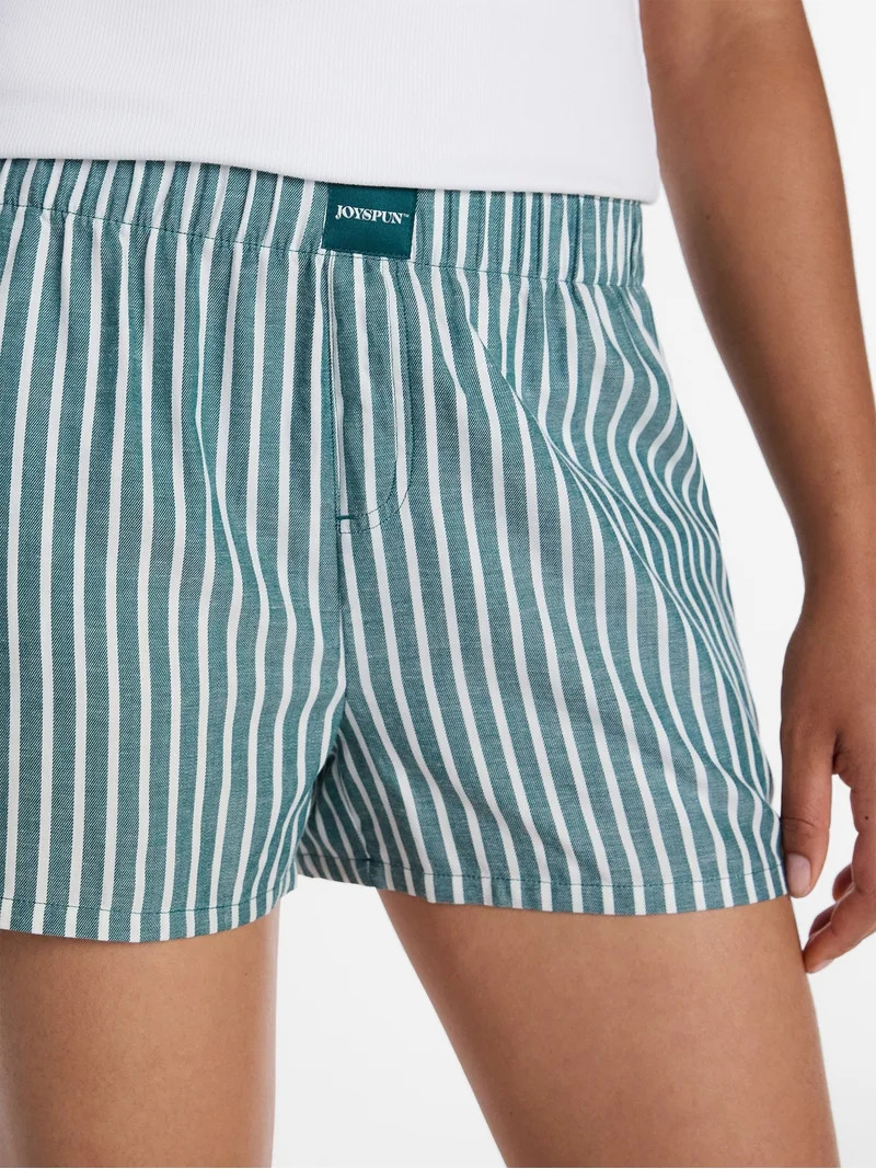 Joyspun Women's Woven Pajama Boxer Shorts, 3'' Inseam, Sizes XS-2X - Walmart.com | Walmart (US)