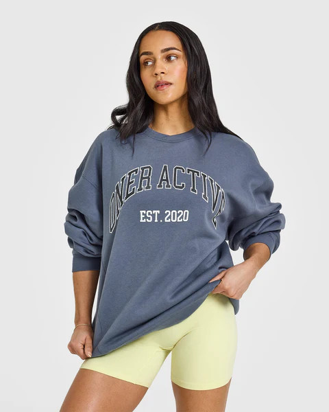 Foundations Oversized Sweatshirt With Large Printed Graphic 
 Granite Blue | Oner Active (UK / US)