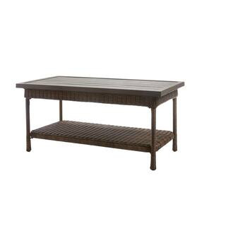 Hampton Bay Beacon Park Wicker Outdoor Patio Coffee Table with Slat Top-FWS80486 - The Home Depot | The Home Depot