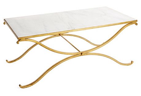 Olivia Marble Coffee Table, Gold | One Kings Lane