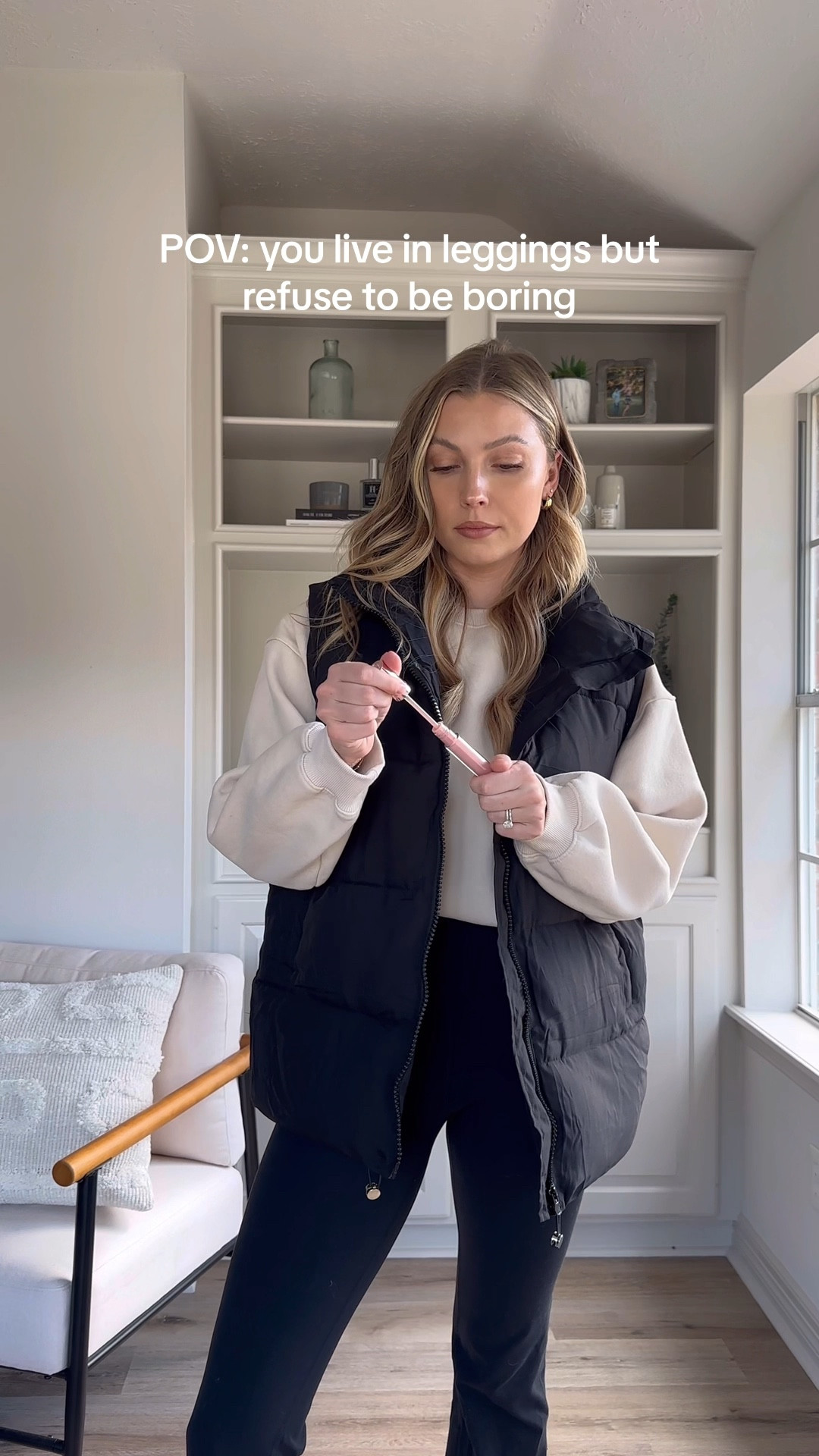 Easy leggings outfit: wearing a small in flare leggings, sweatshirt is from a two-piece set in size medium, sized up to a large in puffer vest for an oversized fit, UGG, true to size

#LTKSeasonal #LTKVideo #LTKstyletip