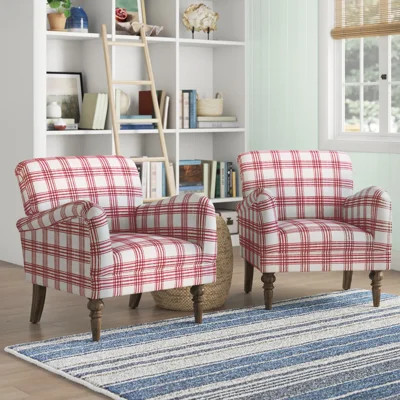Arching Farmhouse 29.5" Wide Polyester Armchair with Solid Wood Legs | Wayfair North America