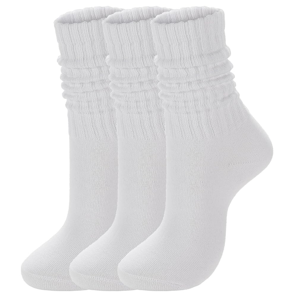 Ultrafun 3/5 Pairs Women's Scrunch Crew Socks Cotton Retro Boot Calf Slouch Socks Sports Casual | Amazon (US)