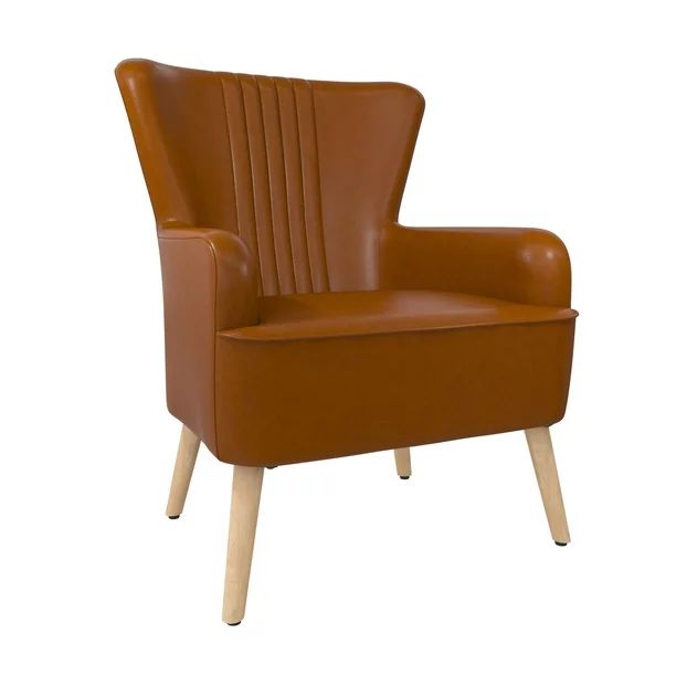 Queer Eye Wynn Wingback Chair, Camel Faux Leather | Walmart (US)