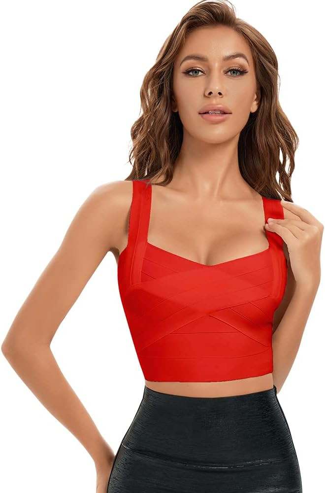 Women's Tank Top Bodycon Bandage Crop Top | Amazon (US)