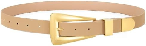 Women's Leather Belts for Jeans Pants Fashion Leather Waist Belt Ladies Dress Belts with Gold/Sil... | Amazon (US)