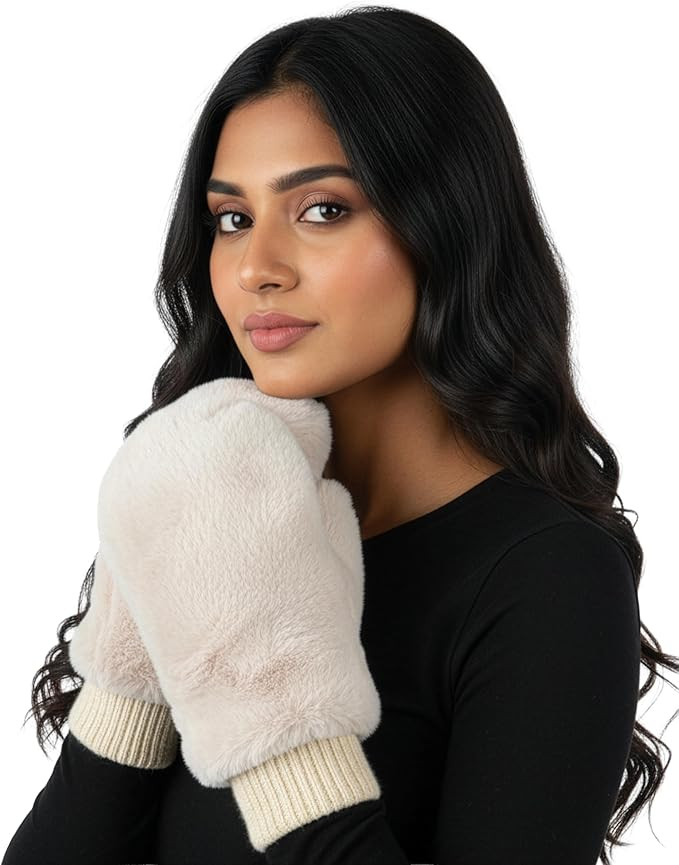 Funky Junque Faux Fur Flip Mittens Womens Warm Convertible Fingerless Gloves | Amazon (US)