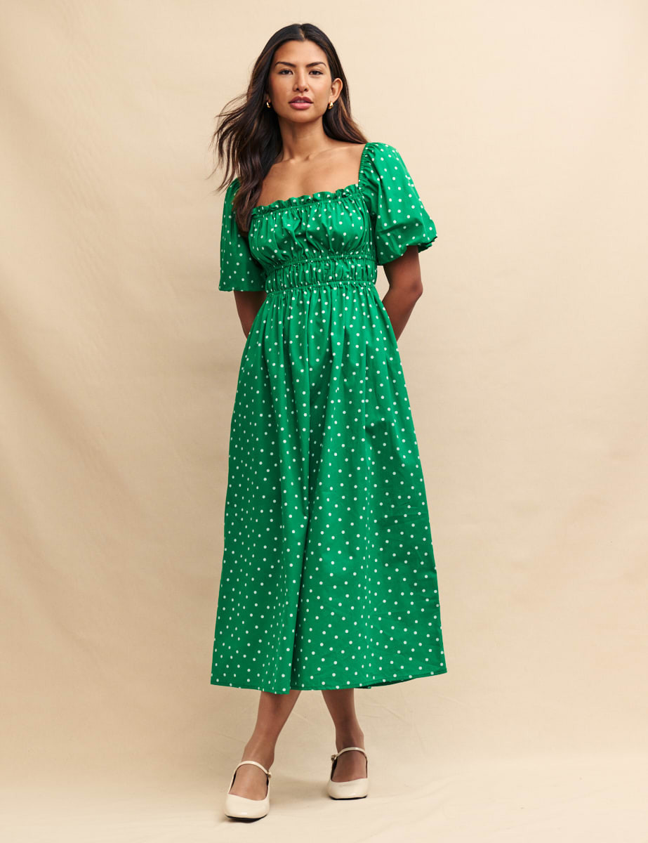 Green Polka Dot Kurtis Midi Dress | Nobody's Child