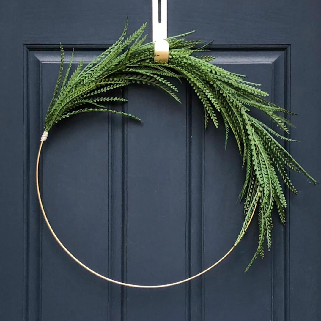 Modern Spring Greenery Hoop Wreath: Gold, Black, or Silver - Front Door Decor - Etsy | Etsy (US)