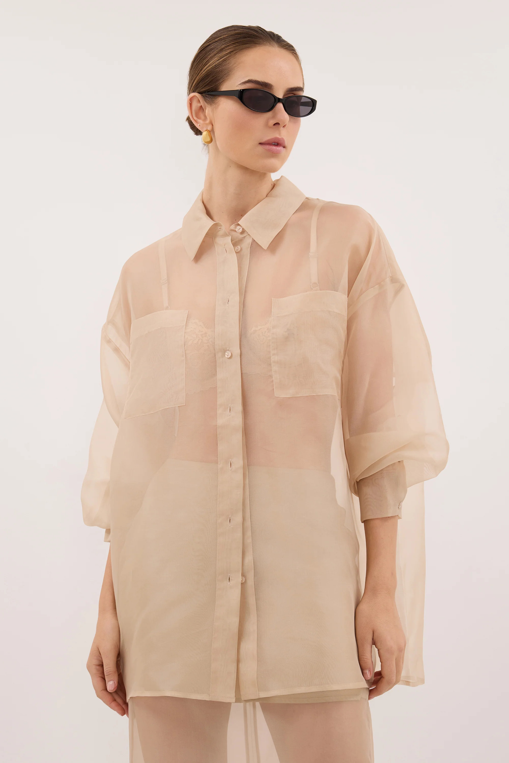 SIAN GOLD ORGANZA SHIRT | DISSH
