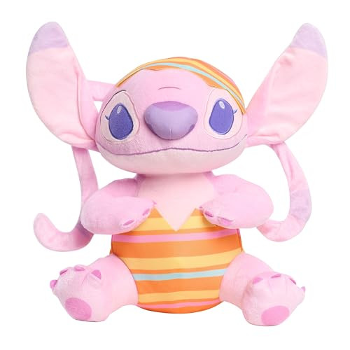 Disney Angel Easter Plush – 13.5" Soft Stuffed Toy in Striped Egg Onesie & Matching Hat, Embroidered Details, Cute Spring & Easter Basket Gift for Kids Ages 2+, Kids Toys for Ages 2 Up by Just Play | Amazon (US)