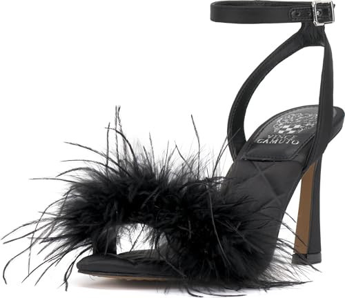 Vince Camuto Women's Penely Feather High Heel Sandal, Black, 7 | Amazon (US)