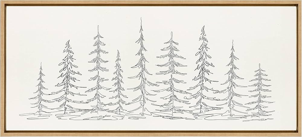 Kate and Laurel Sylvie Minimalist Evergreen Trees Sketch Framed Linen Textured Canvas Wall Art by... | Amazon (US)