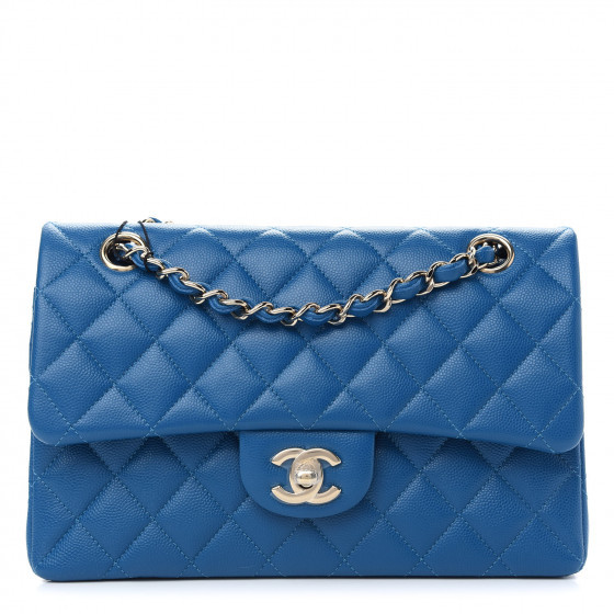 CHANEL Caviar Quilted Small Double Flap Blue | Fashionphile