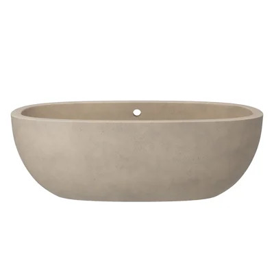 Avalon NativeStone Concrete Freestanding Oval Soaking Bathtub | Wayfair North America