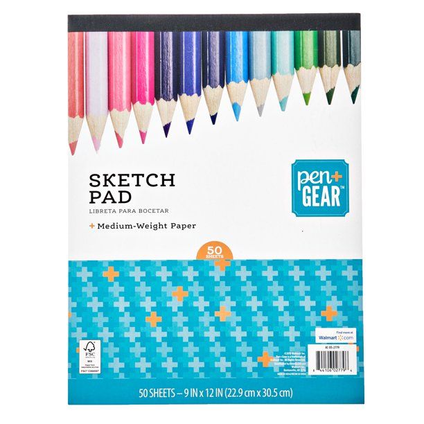 Pen + Gear Medium Weight Paper Sketch Pad, 50 Sheets, 9" x 12" | Walmart (US)