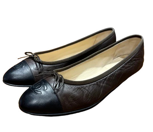 Chanel Black Leather Ballet Flats | Italist.com US