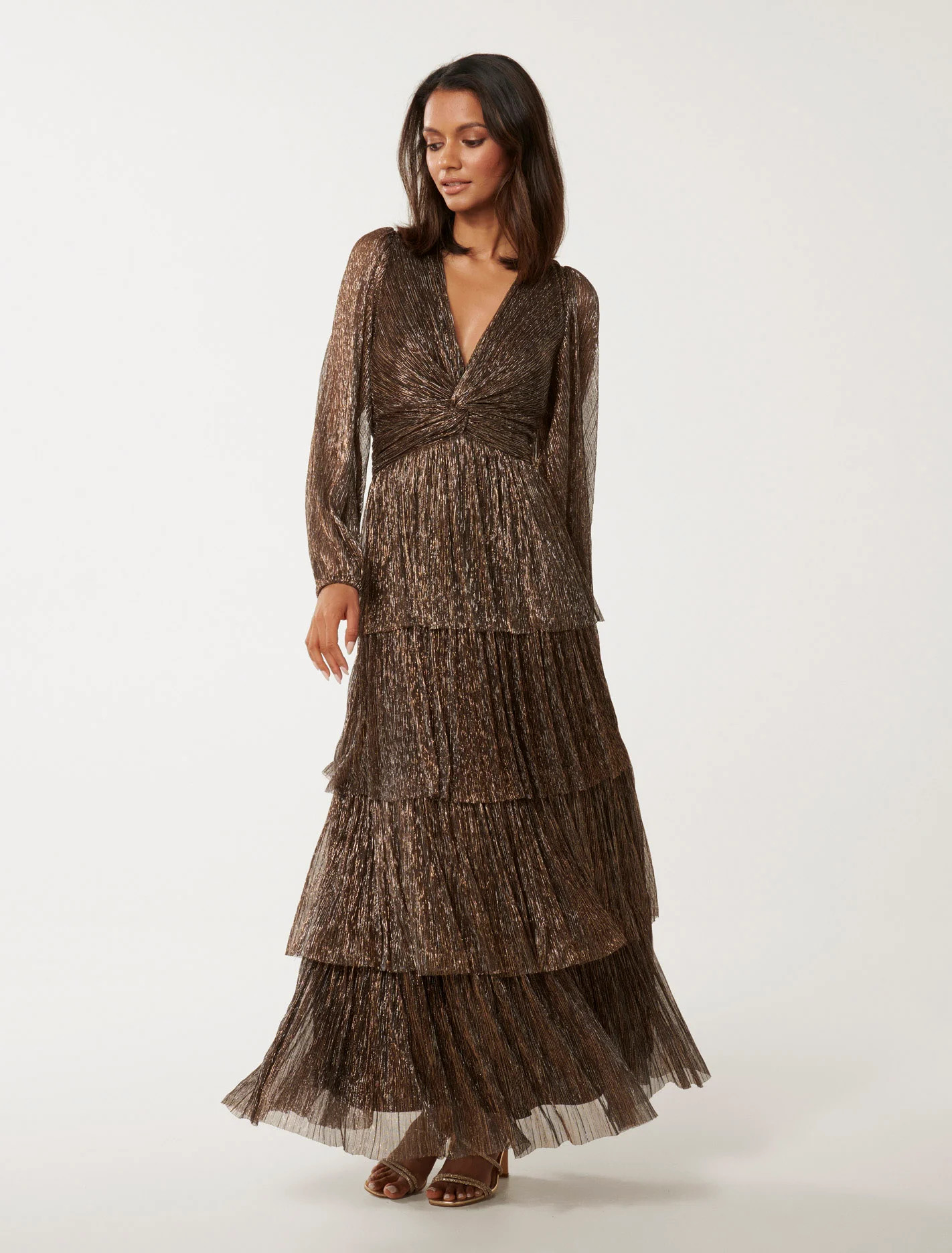 Issy Petite Tiered Plisse Midi Dress | Forever New (AU)
