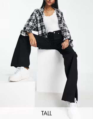Dr Denim Tall – Echo – Jeans in Schwarz mit superhohem Bund, seitlichen Schlitzen und weitem ... | ASOS (Global)