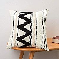 Morocco Tufted Boho Decorative Throw Pillow Cover 12X20 - Cotton Woven Lumbar Wave Pattern Pillowcas | Amazon (US)