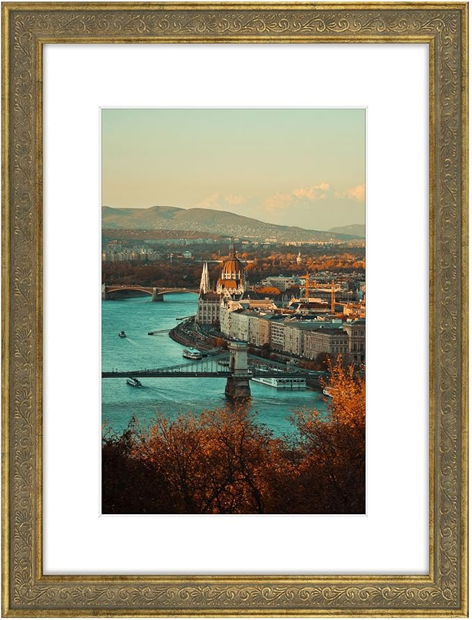 Golden State Art, 12x16 Ornate Finish Photo Frame with White Mat for 8x12 Picture & Real Glass. C... | Amazon (US)