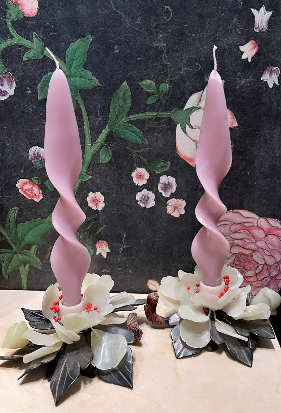 Vintage jade candle holders with a pair of tapers from HEB 💕 an antique roundup of jade flowers and trees...

#LTKMostLoved #LTKhome