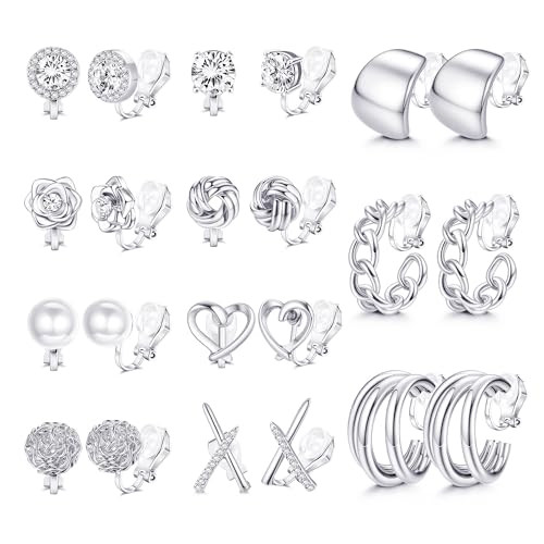Florideco 11 Pairs Clip on Earrings for Women Hypoallergenic 14K Gold Plated Chunky Clip on Hoop ... | Amazon (US)