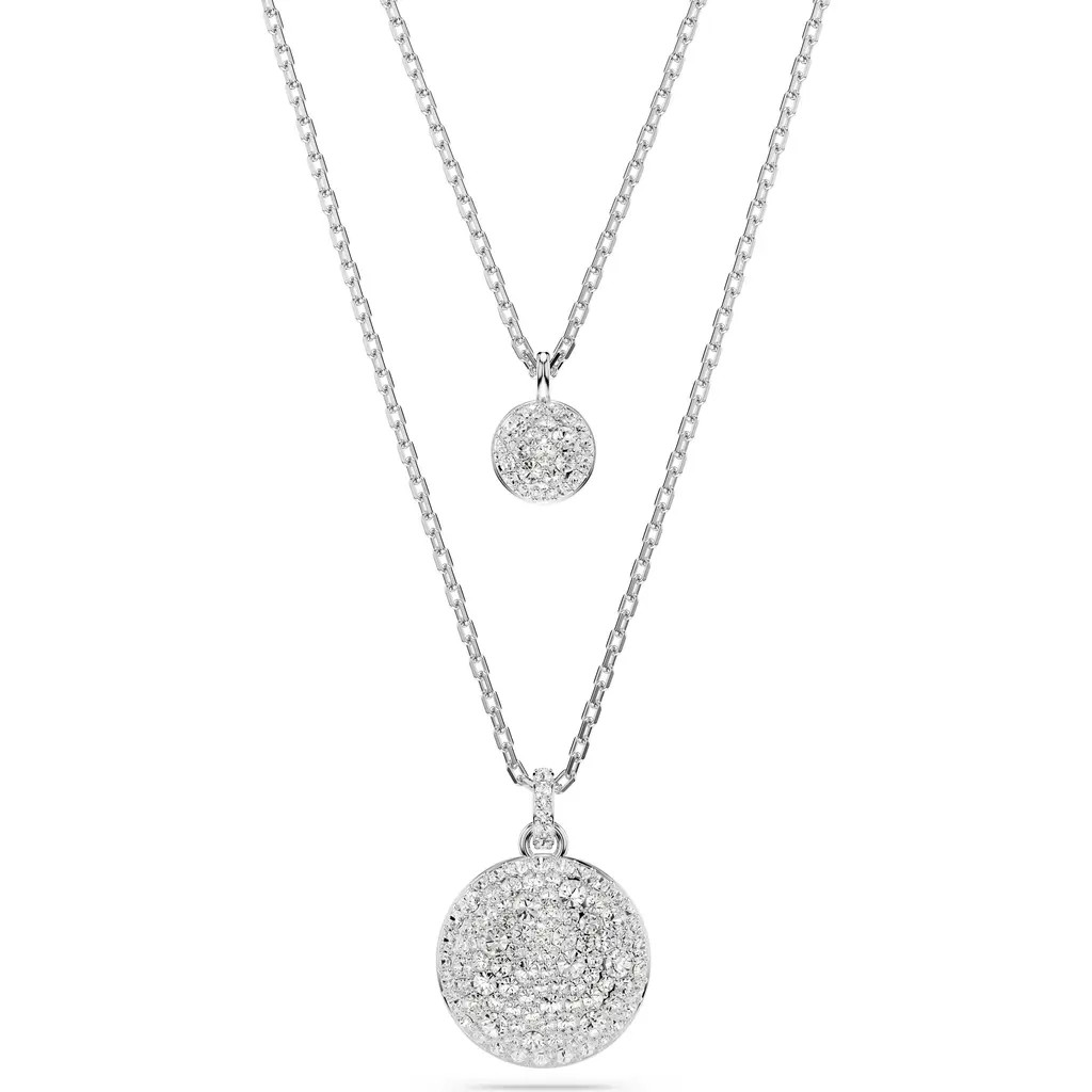 Swarovski Sublima Crystal Pendant Layered Necklace in Crystal/Silver at Nordstrom | Nordstrom