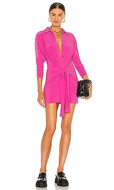 Norma Kamali x REVOLVE Mini Tie Front NK Shirt Dress in Orchid Pink from Revolve.com | Revolve Clothing (Global)