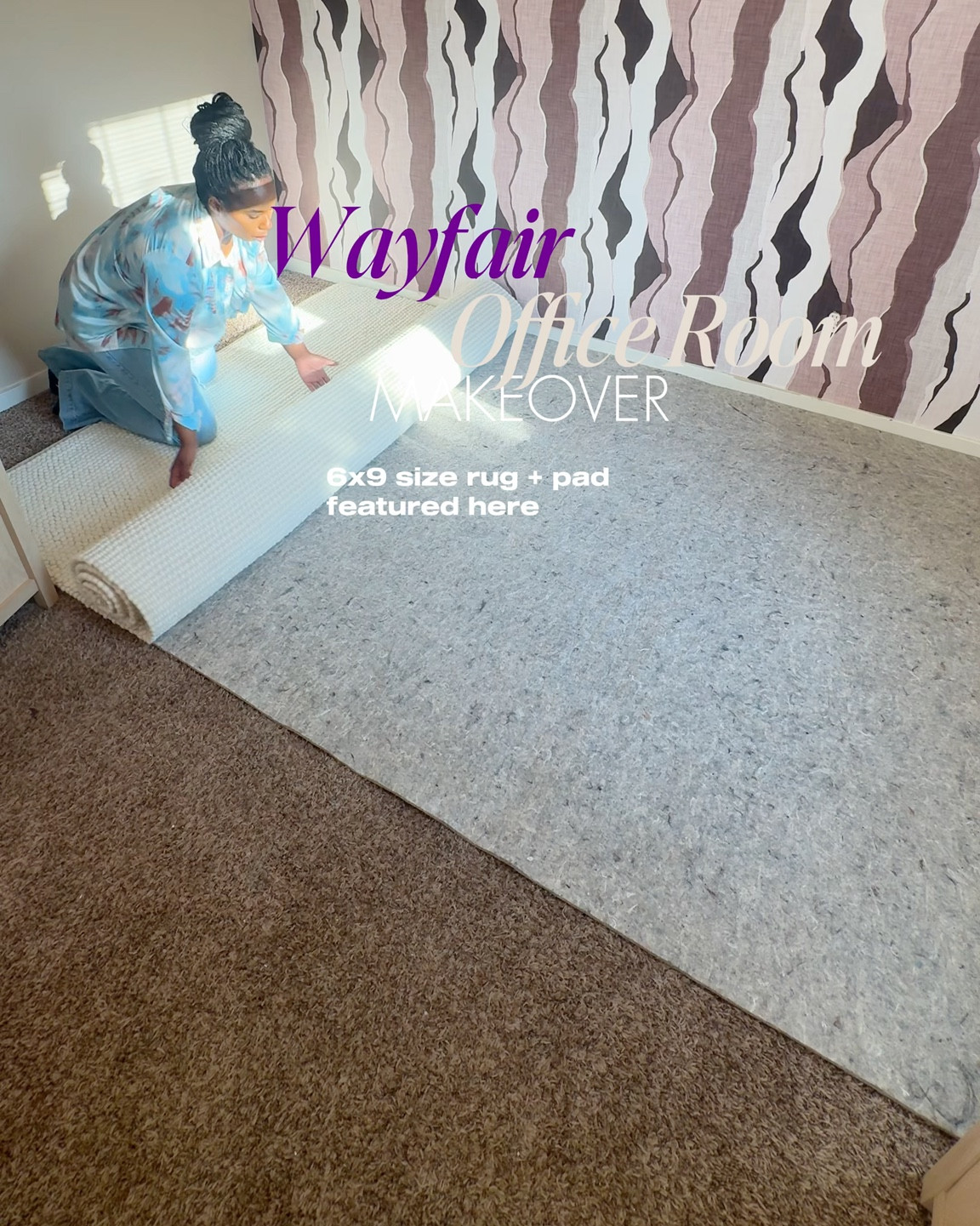 Wayfair Office Room Makeover - Gorgeous Ivory Rug! Love the texture and style of this rug. Perfect for any bedroom and living room. Size 6x9 shown here as well as the rug pad. 

#home #wayfair #wayfairhome #officeroom #roommakeover 

#LTKHome #LTKStyleTip #LTKFamily
