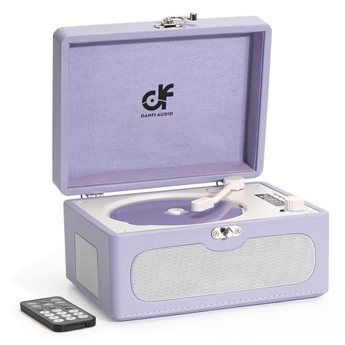 Rechargeable CD Player with Upgraded Speakers Bluetooth Transmitter USB Input Purple Leather Music Box for Home Decor | Amazon (US)