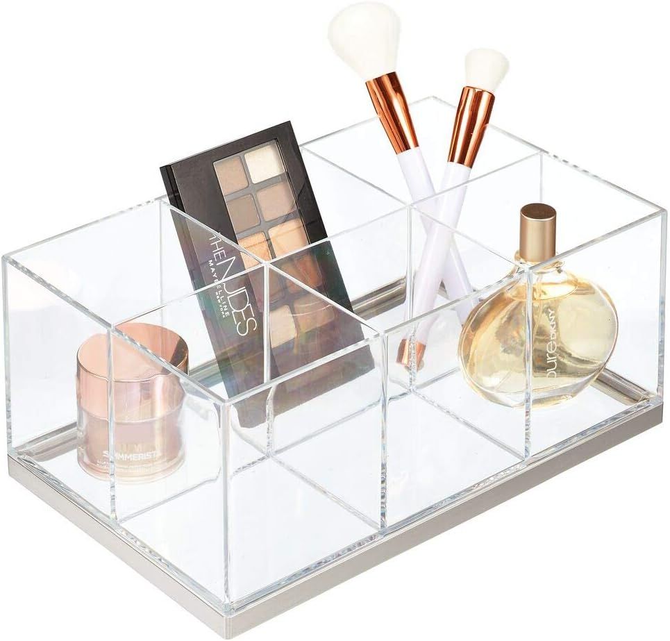 mDesign Plastic Makeup Storage Organizer with 6 Sections for Bathroom Countertops, Vanity Holder ... | Amazon (US)