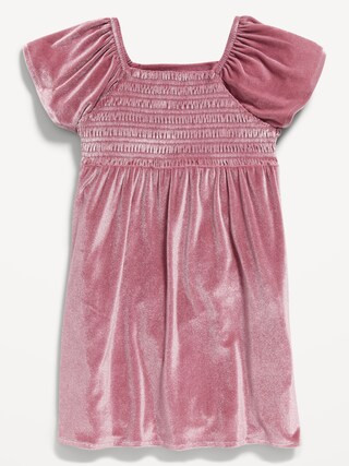 Fit & Flare Short-Sleeve Shirred Velvet Dress for Toddler Girls | Old Navy (US)
