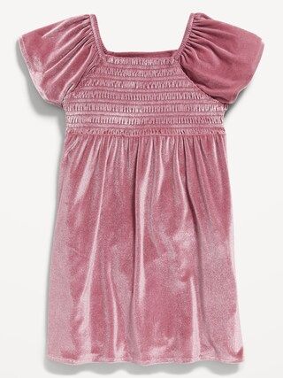 Fit &#x26; Flare Short-Sleeve Shirred Velvet Dress for Toddler Girls | Old Navy (US)