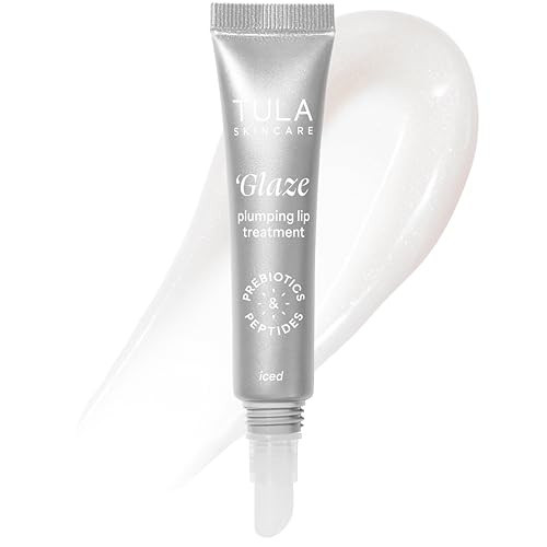TULA Skin Care ‘Glaze Plumping Lip Treatment, Shade Iced - Hydrating & Glossy Lip Balm with Hyaluronic Acid & Peptides, 0.28 oz. | Amazon (US)