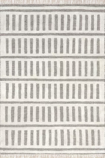 Ivory Merrick Tasseled Cotton and Wool Area Rug | Rugs USA