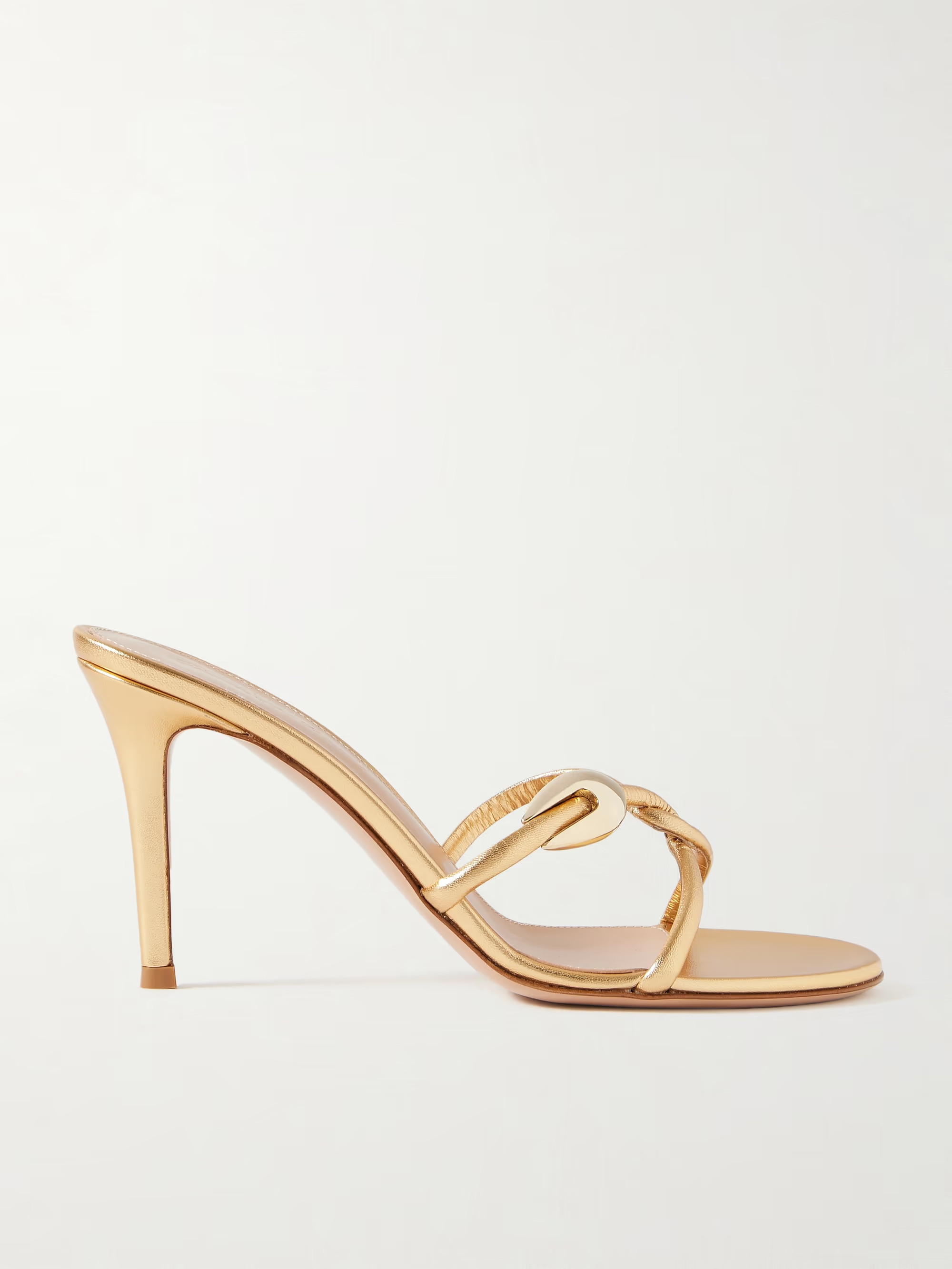 Black Mamba 85 embellished metallic leather mules | NET-A-PORTER (US)